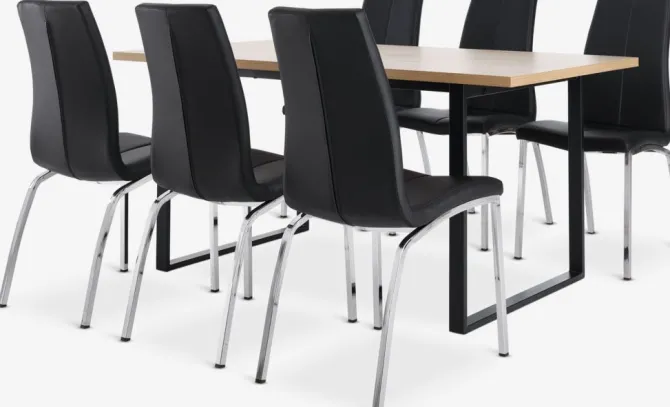 AABENRAA L160 bord eg + 4 HAVNDAL stole sort