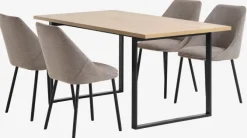 AABENRAA L160 bord eg + 4 VELLEV stole sand/sort