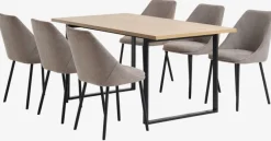 AABENRAA L160 bord eg + 4 VELLEV stole sand/sort