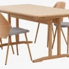 AALBORG L180/270 bord eg + 4 HORNE stole lysegrå