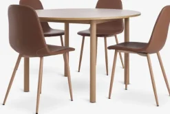 ALSTED Ø120 bord + 4 JONSTRUP stole cognac