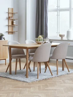 ALSTED L160 bord eg + 4 THORUP stole beige/eg