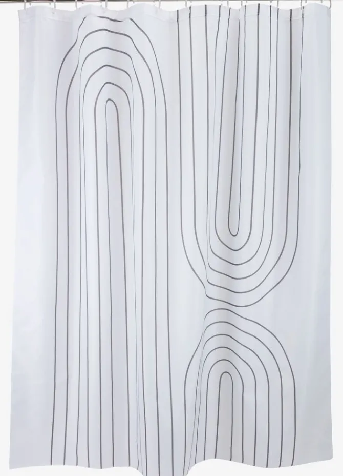 Badeforhæng HAKKAS 180x200cm hvid/grå