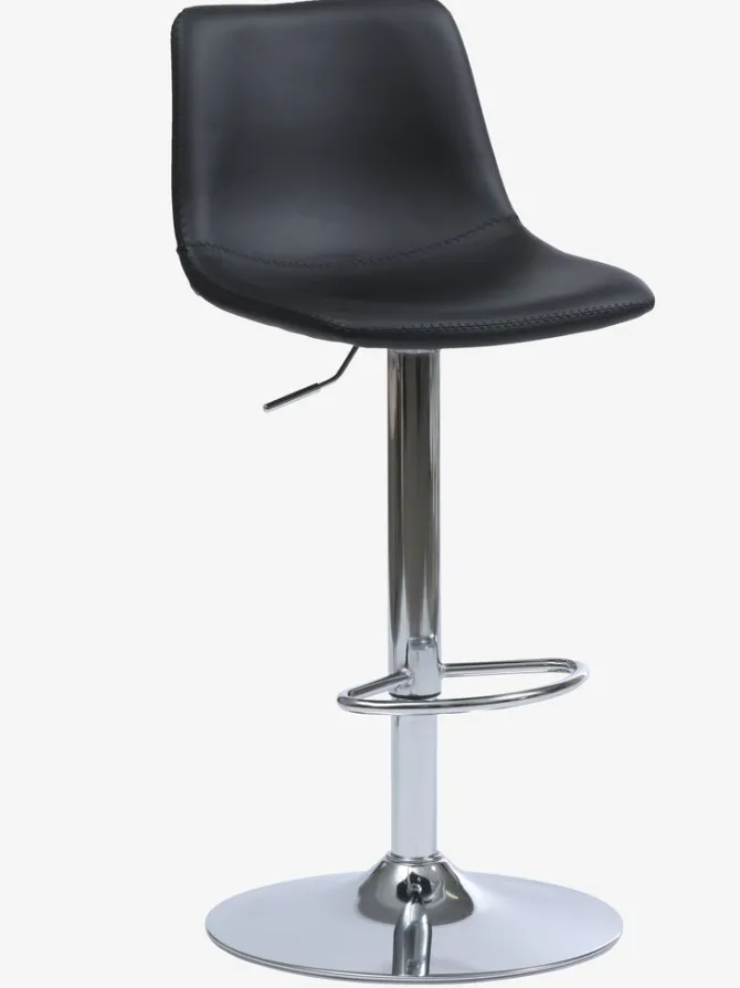 Barstol BROAGER sort kunstlæder/krom