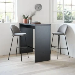 Barstol GRINDSTED grå velour/sort