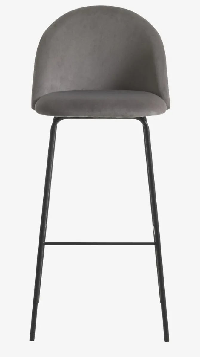 Barstol GRINDSTED grå velour/sort