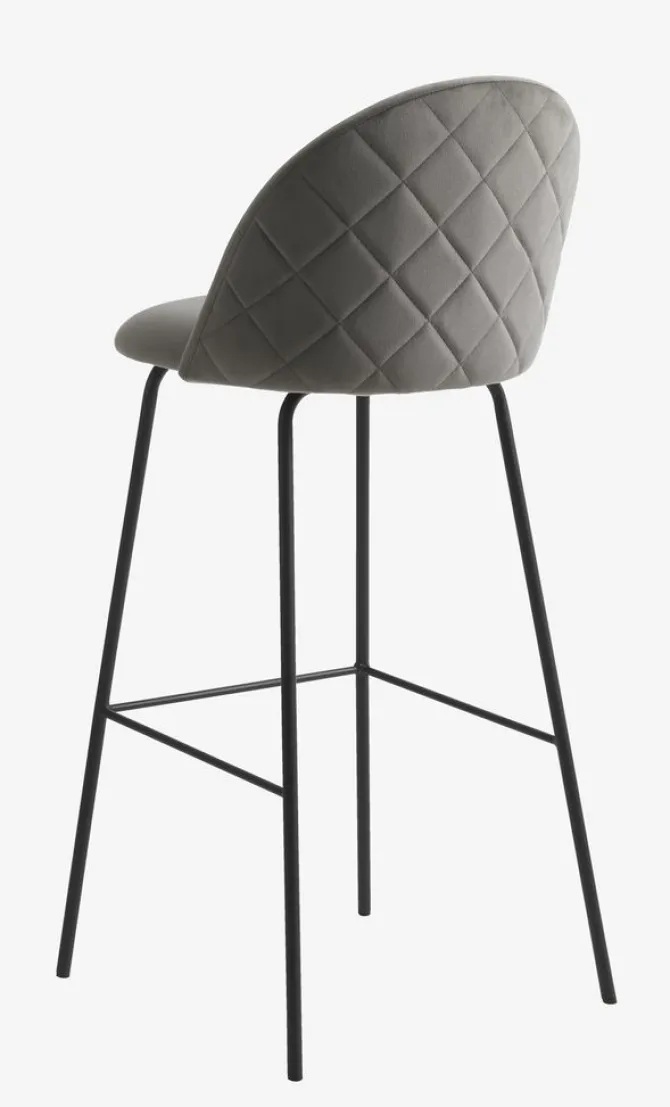 Barstol GRINDSTED grå velour/sort