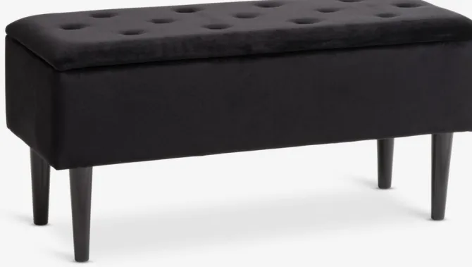 Bænk BADSTED m/opbevaringsplads sort velour