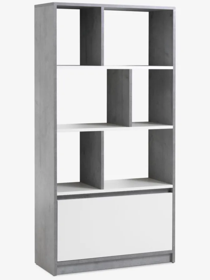 Bogreol BILLUND 1 skuffe 3 hylder beton/hvid