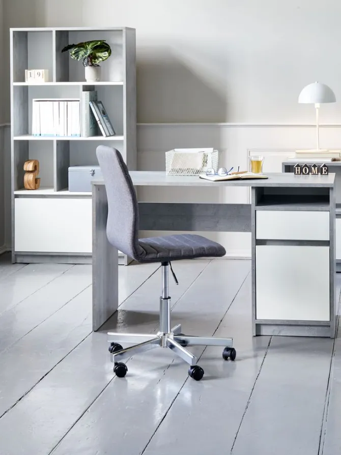 Bogreol BILLUND 1 skuffe 3 hylder beton/hvid