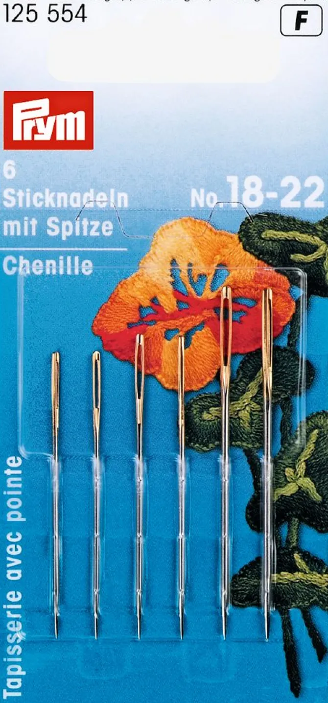 Broderinåle sølvfarvet spids 18-22