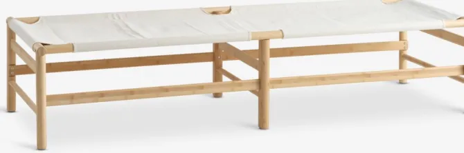 Daybed FRYDENDAL 196x72 beige stof/bambus