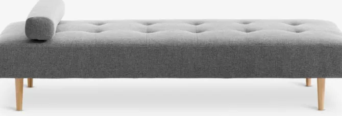 Daybed NOREFJELL 200x80 mørkegråt stof/egefarve