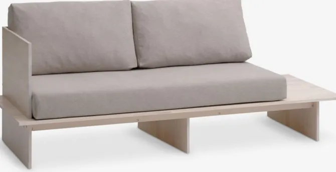 Daybed SOLLERUP 204x78 lysegråt stof/fyr
