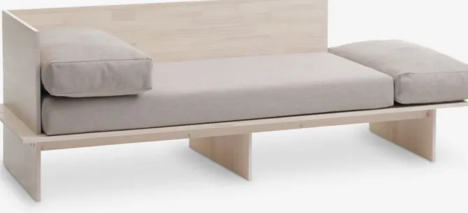 Daybed SOLLERUP 204x78 lysegråt stof/fyr