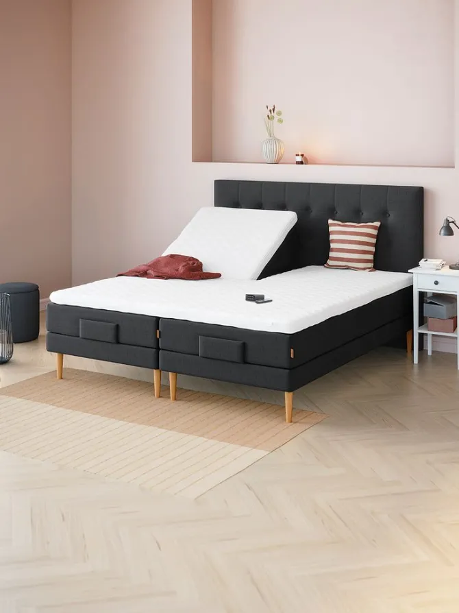 Elevationsseng 180x200 GOLD E40 memory Grå-40