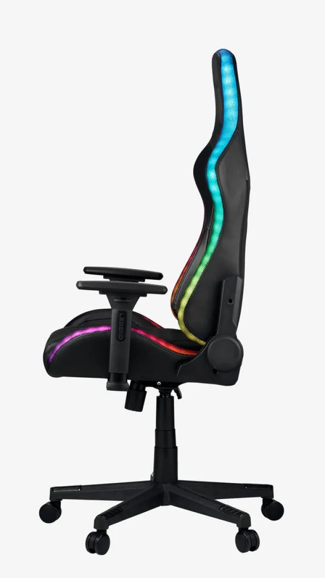 Gamer-stol RANUM med LED sort kunstlæder/sort