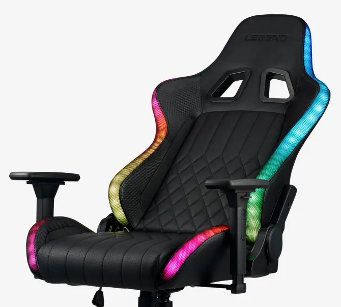 Gamer-stol RANUM med LED sort kunstlæder/sort