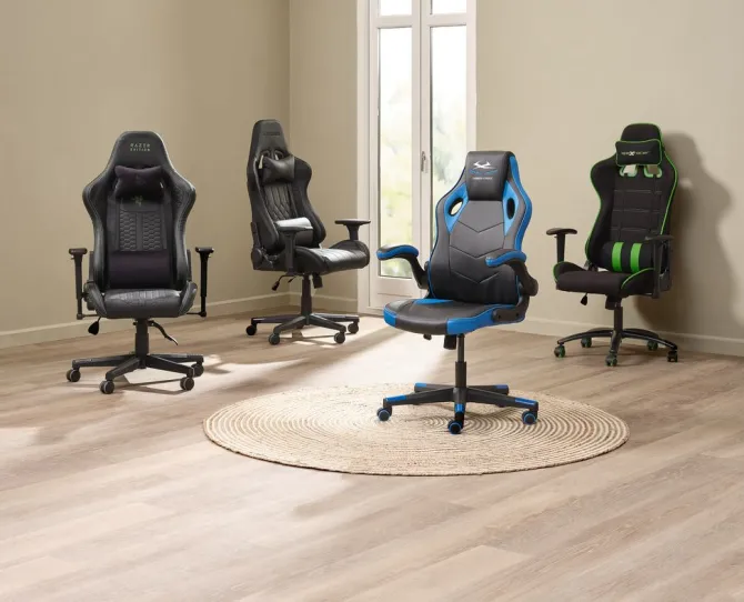 Gamer-stol VOJENS sort/blå kunstlæder/mesh