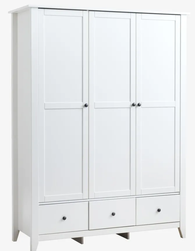 Garderobeskab NORDBY 150x200 3 låger 3 skuffer hvid