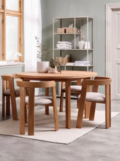 HARESKOV Ø129 bord eg + 4 BOVRUP stole eg/beige
