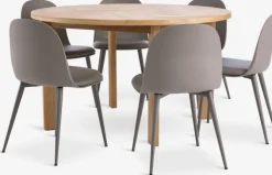 HARESKOV Ø129 bord eg + 4 ULDAL stole brun