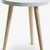 Hjørnebord BAKKEBJERG Ø40 hvid/natur