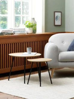 Hjørnebord NYBO Ø40 egefarve/sort