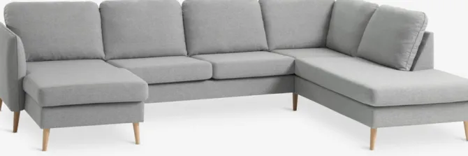 Hjørnesofa AARHUS højrevendt lysegråt stof