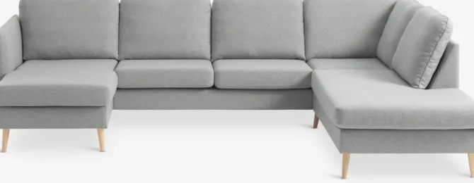 Hjørnesofa AARHUS højrevendt lysegråt stof