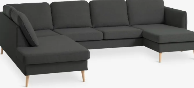 Hjørnesofa AARHUS venstrevendt mørkegråt stof