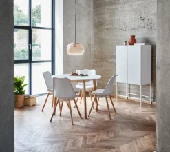 JEGIND Ø105 bord hvid + 4 KASTRUP stole hvid