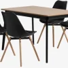 JEGIND L130 bord eg + 4 KASTRUP stole sort
