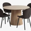 KLIPLEV Ø120 bord eg + 4 GEVNINGE beige/sort