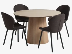 KLIPLEV Ø120 bord eg + 4 GEVNINGE beige/sort