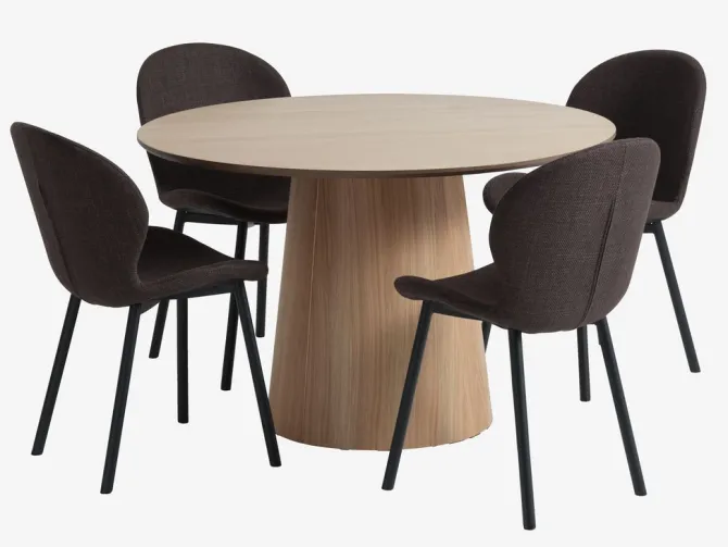 KLIPLEV Ø120 bord eg + 4 GEVNINGE beige/sort