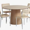 KLIPLEV Ø120 bord eg + 4 HASSING stole rattan
