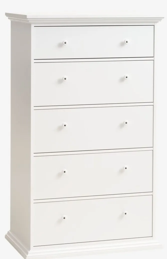 Kommode FREDENSBORG 5 skuffer hvid