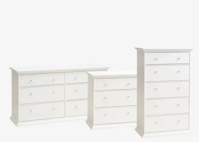 Kommode FREDENSBORG 5 skuffer hvid