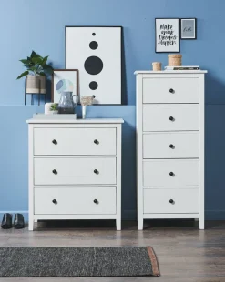 Kommode NORDBY 5 skuffer hvid