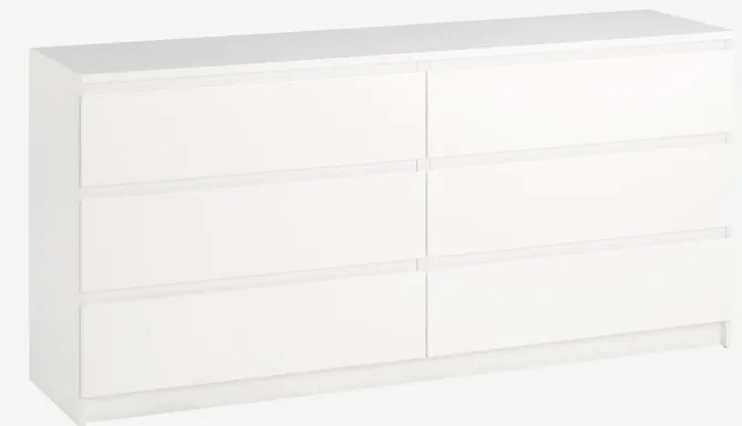 Kommode TANGBJERG 3+3 skuffer hvid