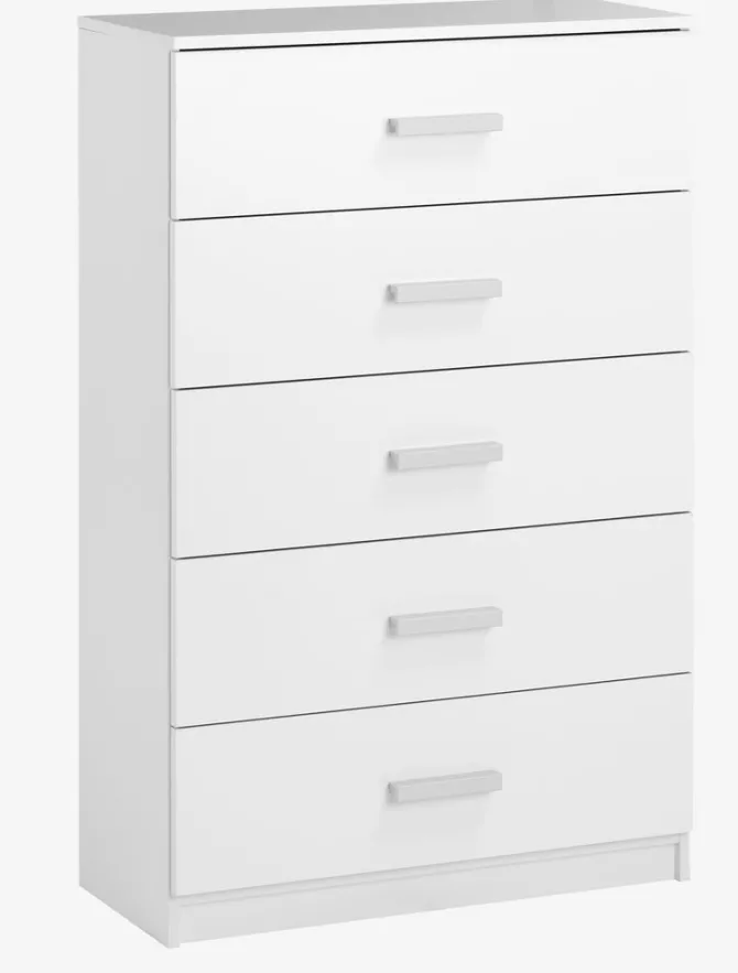 Kommode TAPDRUP 5 skuffer bred hvid
