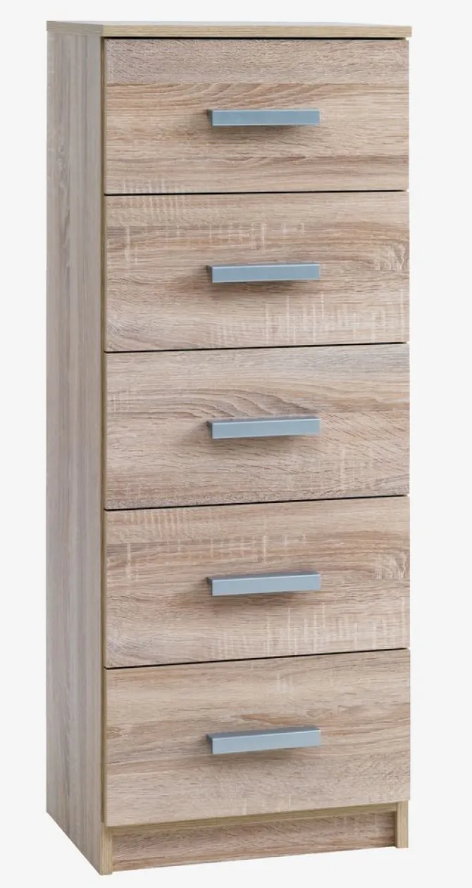 Kommode TAPDRUP 5 skuffer smal eg