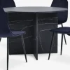 KRONDAL Ø110 bord marmor + 4 BISTRUP mørkeblå velour