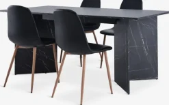 KRONDAL L180 bord marmor + 4 JONSTRUP stole sort/eg