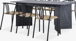 KRONDAL L180 bord marmor + 4 JYDERUP sort/natur