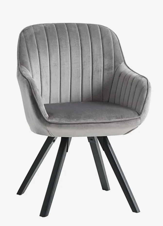 Lænestol ONSEVIG velour grå/sort