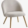 Lænestol THORUP beige stof/egefarve