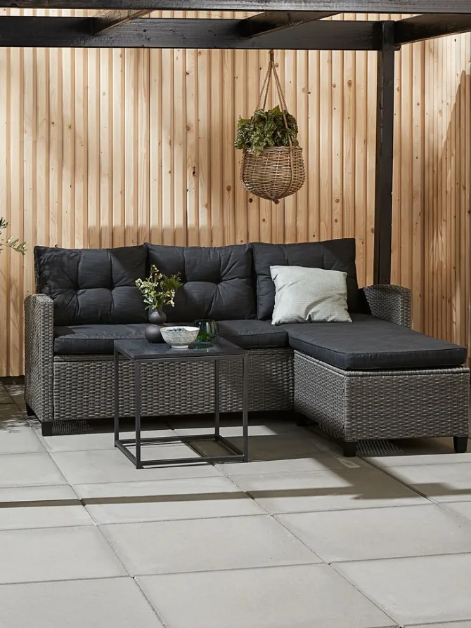 Loungesofa m/chaiselong MORA 3-pers. grå