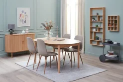 MARSTRAND Ø110 bord eg + 4 BISTRUP stole sand